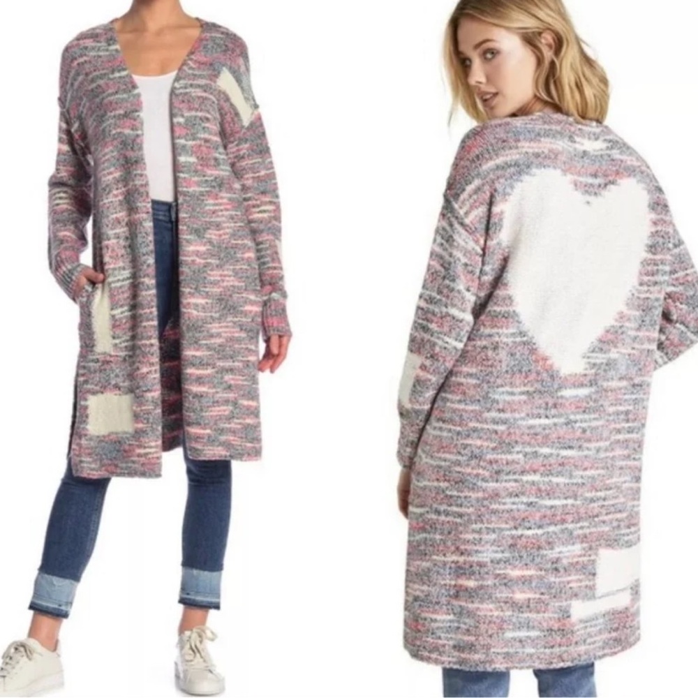 NWT Wildfox Marled Taupe Rose Amour Lane Sweater Cardigan Coat Size M